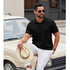 image:imageCOOFANDY Mens Polo Shirt Casual Short Sleeve Textured Knit Polo Golf ShirtsBlack