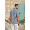 image:imageCOOFANDY Mens Polo Shirt Casual Short Sleeve Textured Knit Polo Golf ShirtsGray Blue