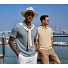 image:imageCOOFANDY Mens Polo Shirt Casual Short Sleeve Textured Knit Polo Golf ShirtsGray Blue