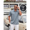image:imageCOOFANDY Mens Polo Shirt Casual Short Sleeve Textured Knit Polo Golf ShirtsGray Blue