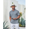 image:imageCOOFANDY Mens Polo Shirt Casual Short Sleeve Textured Knit Polo Golf ShirtsGray Blue