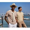 image:imageCOOFANDY Mens Polo Shirt Casual Short Sleeve Textured Knit Polo Golf ShirtsKhaki