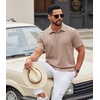image:imageCOOFANDY Mens Polo Shirt Casual Short Sleeve Textured Knit Polo Golf ShirtsKhaki
