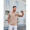 image:imageCOOFANDY Mens Polo Shirt Casual Short Sleeve Textured Knit Polo Golf ShirtsKhaki