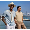 image:imageCOOFANDY Mens Polo Shirt Casual Short Sleeve Textured Knit Polo Golf ShirtsLight Blue