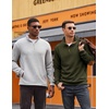 image:imageCOOFANDY Mens Quarter Button Sweatshirt Long Sleeve Pullover Waffle Casual Stand Collar SweaterArmy Green