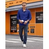 image:imageCOOFANDY Mens Quarter Button Sweatshirt Long Sleeve Pullover Waffle Casual Stand Collar SweaterDeep Blue