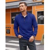 image:imageCOOFANDY Mens Quarter Button Sweatshirt Long Sleeve Pullover Waffle Casual Stand Collar SweaterDeep Blue