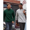 image:imageCOOFANDY Mens Quarter Button Sweatshirt Long Sleeve Pullover Waffle Casual Stand Collar SweaterLake Green