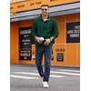 image:imageCOOFANDY Mens Quarter Button Sweatshirt Long Sleeve Pullover Waffle Casual Stand Collar SweaterLake Green