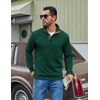 image:imageCOOFANDY Mens Quarter Button Sweatshirt Long Sleeve Pullover Waffle Casual Stand Collar SweaterLake Green