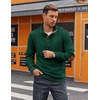 image:imageCOOFANDY Mens Quarter Button Sweatshirt Long Sleeve Pullover Waffle Casual Stand Collar SweaterLake Green