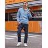 image:imageCOOFANDY Mens Quarter Button Sweatshirt Long Sleeve Pullover Waffle Casual Stand Collar SweaterLight Blue