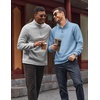 image:imageCOOFANDY Mens Quarter Button Sweatshirt Long Sleeve Pullover Waffle Casual Stand Collar SweaterLight Blue