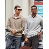 image:imageCOOFANDY Mens Quarter Button Sweatshirt Long Sleeve Pullover Waffle Casual Stand Collar SweaterLight Khaki