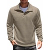 image:imageCOOFANDY Mens Quarter Button Sweatshirt Long Sleeve Pullover Waffle Casual Stand Collar SweaterLight Khaki