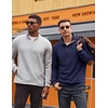 image:imageCOOFANDY Mens Quarter Button Sweatshirt Long Sleeve Pullover Waffle Casual Stand Collar SweaterNavy Blue