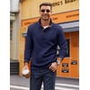image:imageCOOFANDY Mens Quarter Button Sweatshirt Long Sleeve Pullover Waffle Casual Stand Collar SweaterNavy Blue