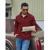 image:imageCOOFANDY Mens Quarter Button Sweatshirt Long Sleeve Pullover Waffle Casual Stand Collar SweaterWine Red