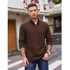 image:imageCOOFANDY Mens Quarter Zip Pullover Casual Mock Neck Sweatshirt Premium Cotton Long Sleeve ShirtsBrown