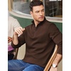 image:imageCOOFANDY Mens Quarter Zip Pullover Casual Mock Neck Sweatshirt Premium Cotton Long Sleeve ShirtsBrown