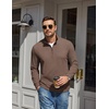 image:imageCOOFANDY Mens Quarter Zip Pullover Mock Neck Sweatshirt Long Sleeve SweaterBrown