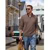 image:imageCOOFANDY Mens Quarter Zip Pullover Mock Neck Sweatshirt Long Sleeve SweaterBrown