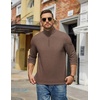 image:imageCOOFANDY Mens Quarter Zip Pullover Mock Neck Sweatshirt Long Sleeve SweaterBrown