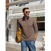image:imageCOOFANDY Mens Quarter Zip Pullover Mock Neck Sweatshirt Long Sleeve SweaterBrown