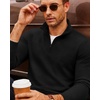 image:imageCOOFANDY Mens Quarter Zip Pullover Sweater Regular Fit Fleece SweatshirtBlack