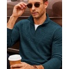 image:imageCOOFANDY Mens Quarter Zip Pullover Sweater Regular Fit Fleece SweatshirtDark Blue