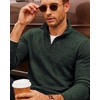 image:imageCOOFANDY Mens Quarter Zip Pullover Sweater Regular Fit Fleece SweatshirtGreen