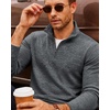 image:imageCOOFANDY Mens Quarter Zip Pullover Sweater Regular Fit Fleece SweatshirtGrey