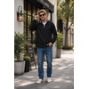 image:imageCOOFANDY Mens Quarter Zip Pullover Sweatshirt Casual Rib Mock Neck SweaterBlack