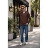image:imageCOOFANDY Mens Quarter Zip Pullover Sweatshirt Casual Rib Mock Neck SweaterBrowna