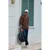 image:imageCOOFANDY Mens Quarter Zip Pullover Sweatshirt Casual Rib Mock Neck SweaterBrowna