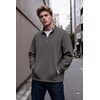 image:imageCOOFANDY Mens Quarter Zip Pullover Sweatshirt Casual Rib Mock Neck SweaterDark Gray