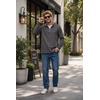 image:imageCOOFANDY Mens Quarter Zip Pullover Sweatshirt Casual Rib Mock Neck SweaterDark Gray