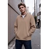 image:imageCOOFANDY Mens Quarter Zip Pullover Sweatshirt Casual Rib Mock Neck SweaterKhaki