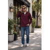 image:imageCOOFANDY Mens Quarter Zip Pullover Sweatshirt Casual Rib Mock Neck SweaterRed