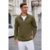 image:imageCOOFANDY Mens Quarter Zip Up Pullover Lightweight Mock Neck SweatshirtArmy Green