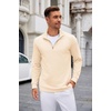 image:imageCOOFANDY Mens Quarter Zip Up Pullover Lightweight Mock Neck SweatshirtBeige