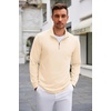 image:imageCOOFANDY Mens Quarter Zip Up Pullover Lightweight Mock Neck SweatshirtBeige