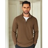 image:imageCOOFANDY Mens Quarter Zip Up Pullover Lightweight Mock Neck SweatshirtBrown
