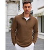 image:imageCOOFANDY Mens Quarter Zip Up Pullover Lightweight Mock Neck SweatshirtBrown
