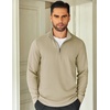 image:imageCOOFANDY Mens Quarter Zip Up Pullover Lightweight Mock Neck SweatshirtCamel