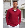 image:imageCOOFANDY Mens Quarter Zip Up Pullover Lightweight Mock Neck SweatshirtDark Red