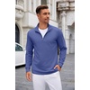 image:imageCOOFANDY Mens Quarter Zip Up Pullover Lightweight Mock Neck SweatshirtDenim Blue