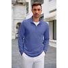 image:imageCOOFANDY Mens Quarter Zip Up Pullover Lightweight Mock Neck SweatshirtDenim Blue