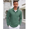 image:imageCOOFANDY Mens Quarter Zip Up Pullover Lightweight Mock Neck SweatshirtGreen
